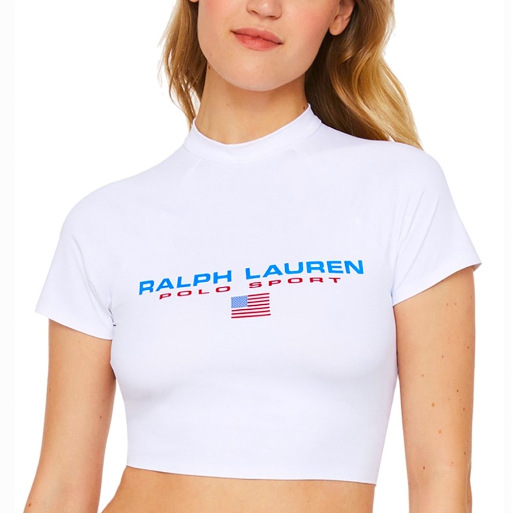 RALPH LAUREN POLO USA Flag Surfing Short Sleeve Rash Guard Sz L NEW W/TAG RARE!